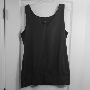 Black dress tank top with satiny finish.